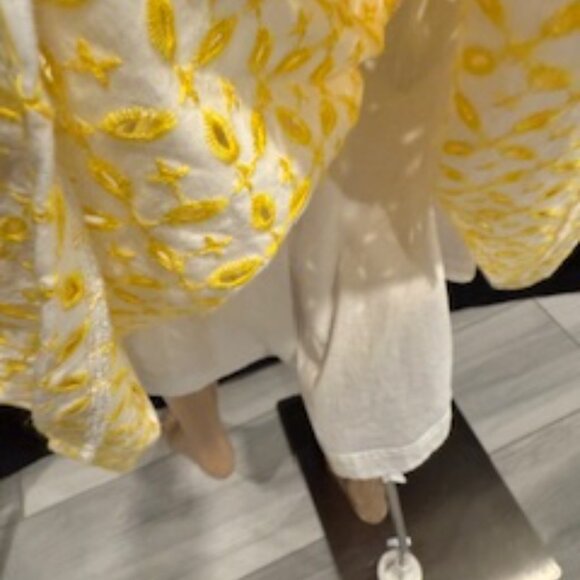 Gibson Latimer Cotton Midi Dress – Size M Yellow/White Embroidery Dress - Picture 9 of 9